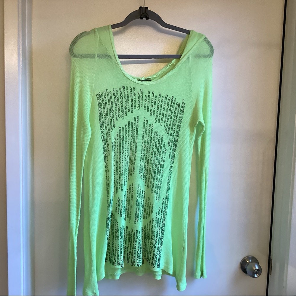 Lauren Moshi Beverly Hills Lime Green Peace sign light weight knit. Like new.